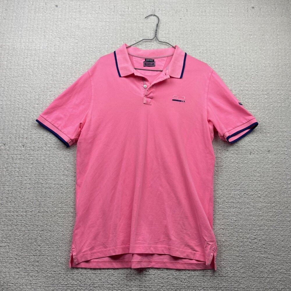 Saint James France Bright Pink Polo Luxury Nautical Breton Men Sz XL Preppy Sail